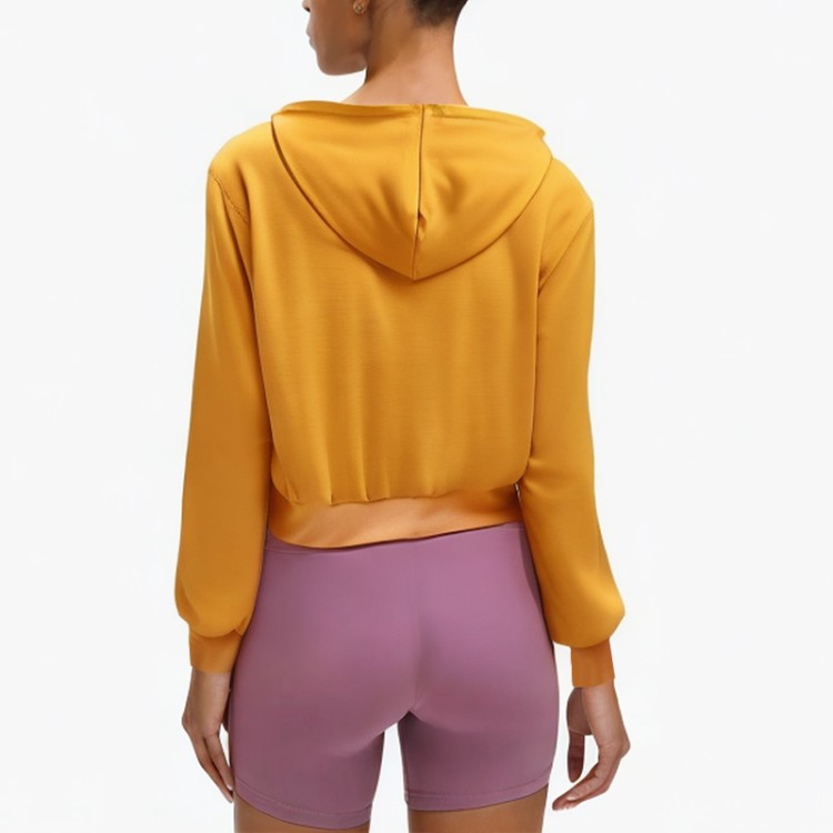 Orange casual drawstring short hoodie