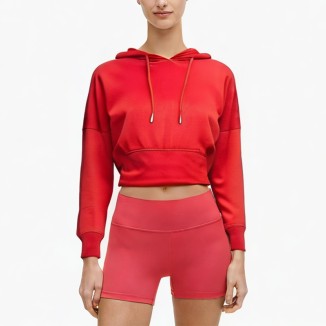 Red comfortable drawstring waist hoodie