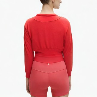 Red comfortable drawstring waist hoodie
