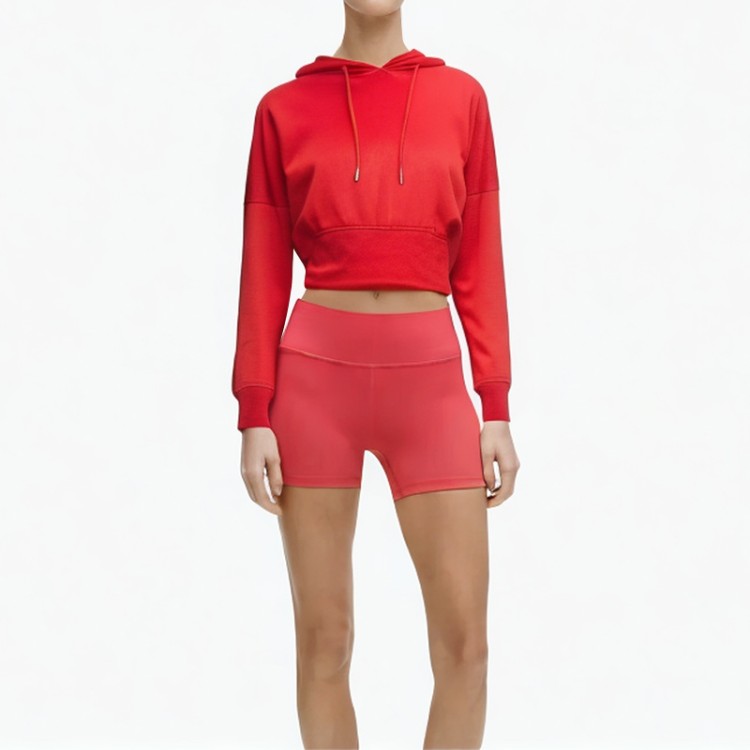 Red comfortable drawstring waist hoodie