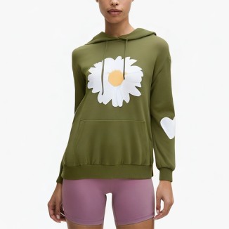 Green Daisy Comfort Drawstring Hoodie
