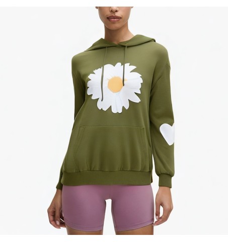 Green Daisy Comfort Drawstring Hoodie