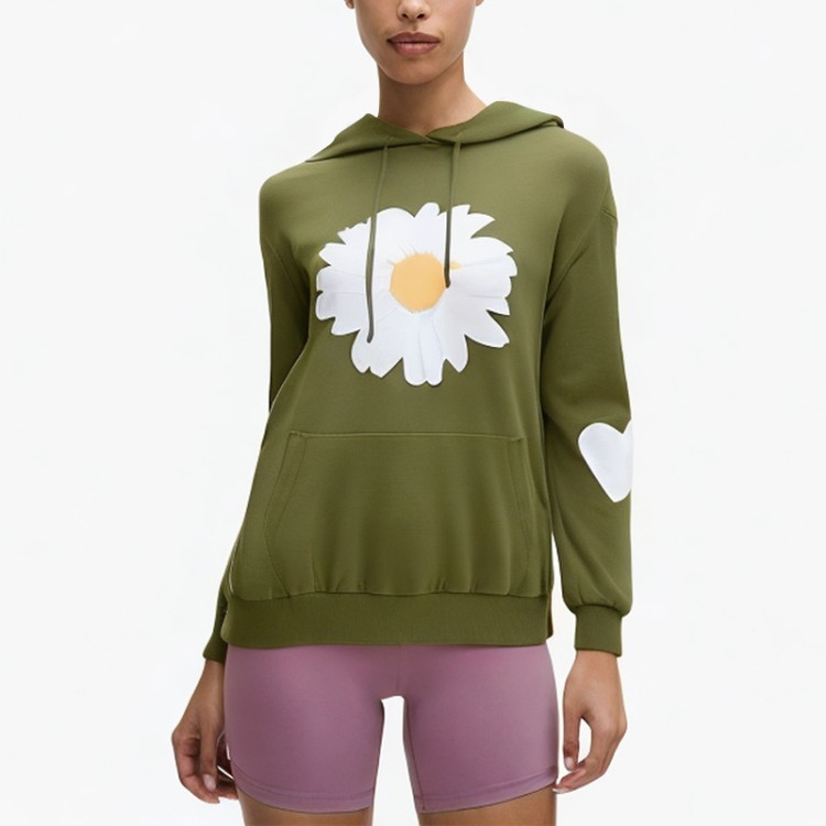 Green Daisy Comfort Drawstring Hoodie