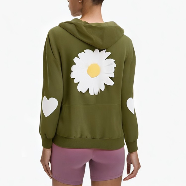 Green Daisy Comfort Drawstring Hoodie
