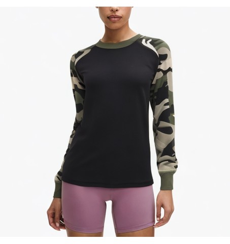 camouflage black print short hoodie