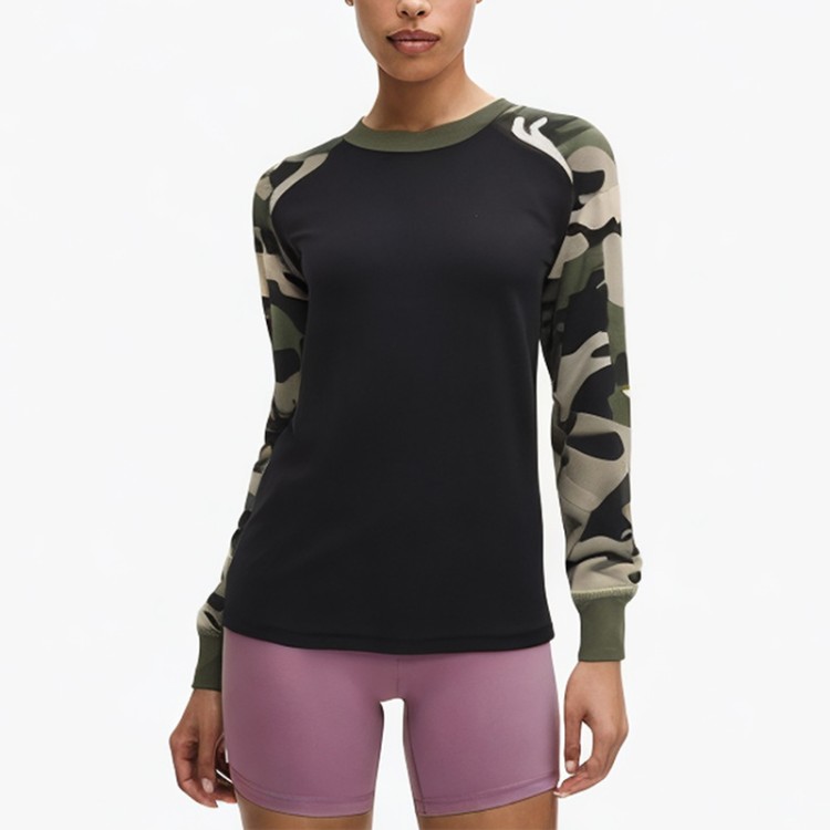 camouflage black print short hoodie