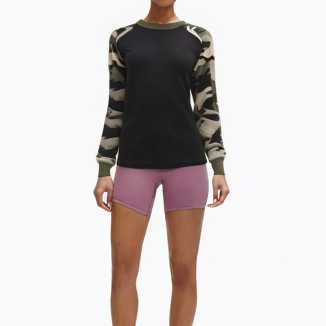 camouflage black print short hoodie