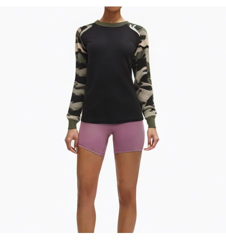 camouflage black print short hoodie