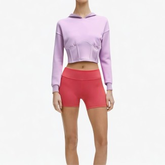 Purple casual cotton hoodie