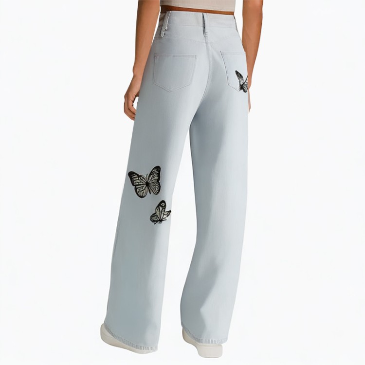 Slim jeans women high waist graphic