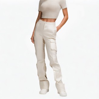 Streetwear pocket wide-leg high-waist jeans retro