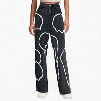 Printed washed printed loose casual pants