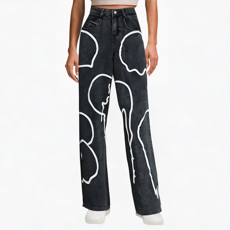 Printed washed printed loose casual pants