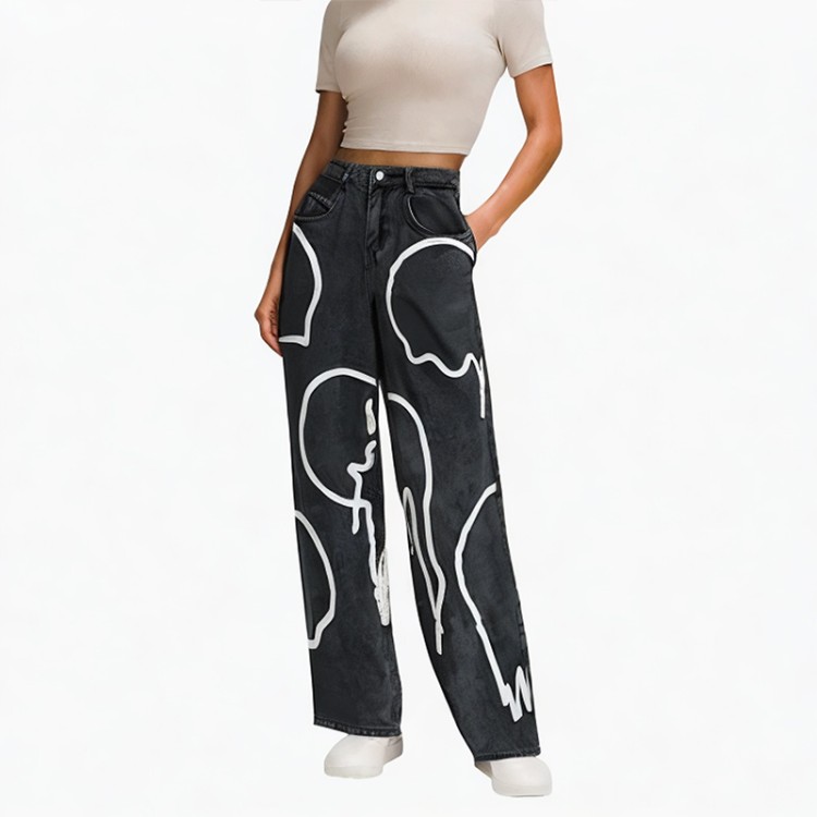 Printed washed printed loose casual pants