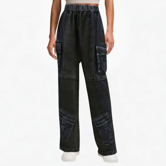Reflective street wear black casual pants
