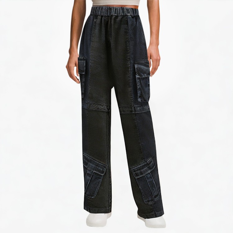 Reflective street wear black casual pants