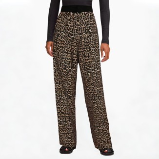 Breathable black leopard print casual pants