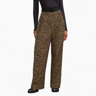 Breathable black leopard print casual pants