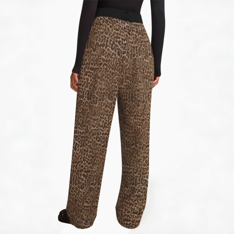 Breathable black leopard print casual pants