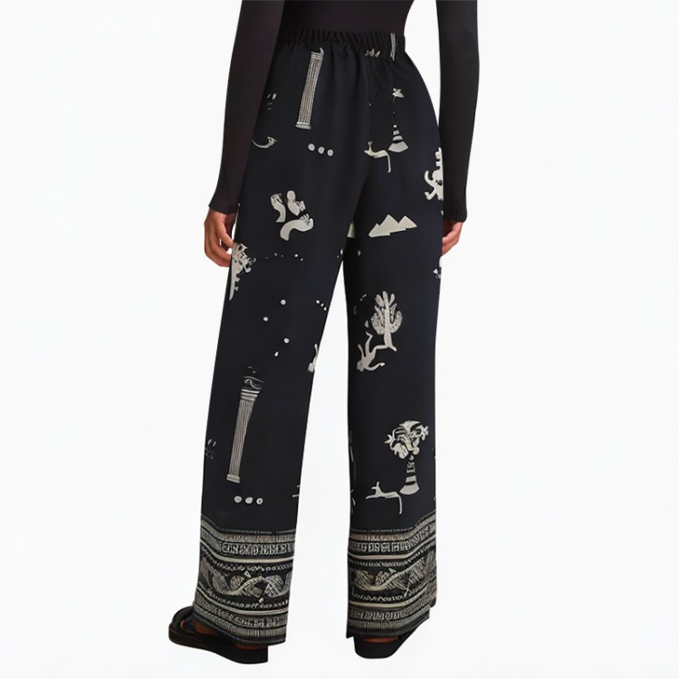 Breathable black printed casual pants