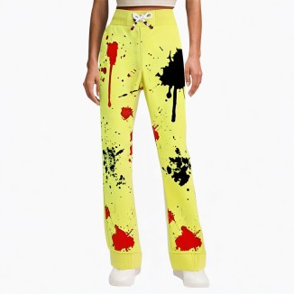 Breathable yellow graffiti casual pants