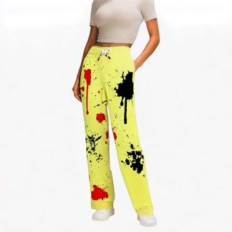 Breathable yellow graffiti casual pants