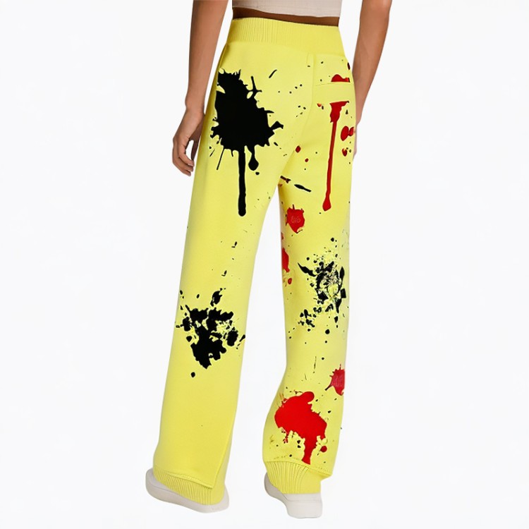 Breathable yellow graffiti casual pants