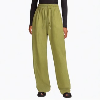 High waist retro casual straight multi-color silk trousers