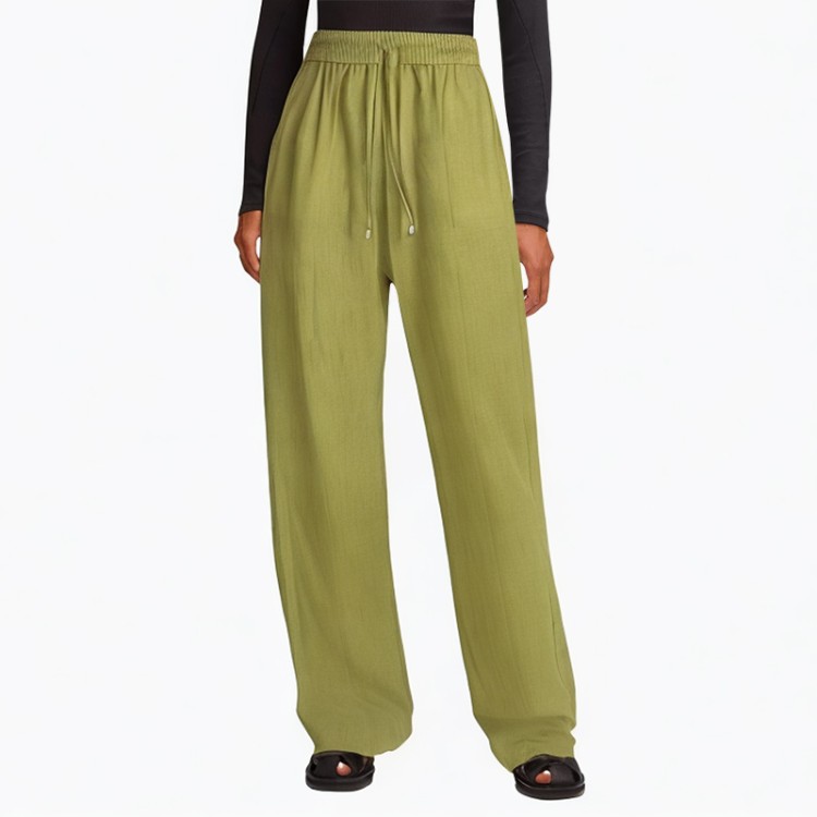 High waist retro casual straight multi-color silk trousers