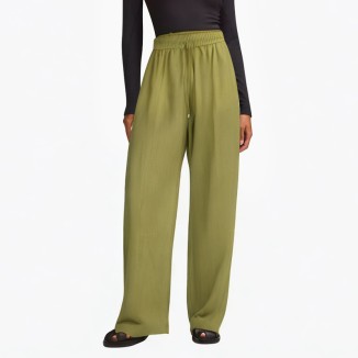 High waist retro casual straight multi-color silk trousers