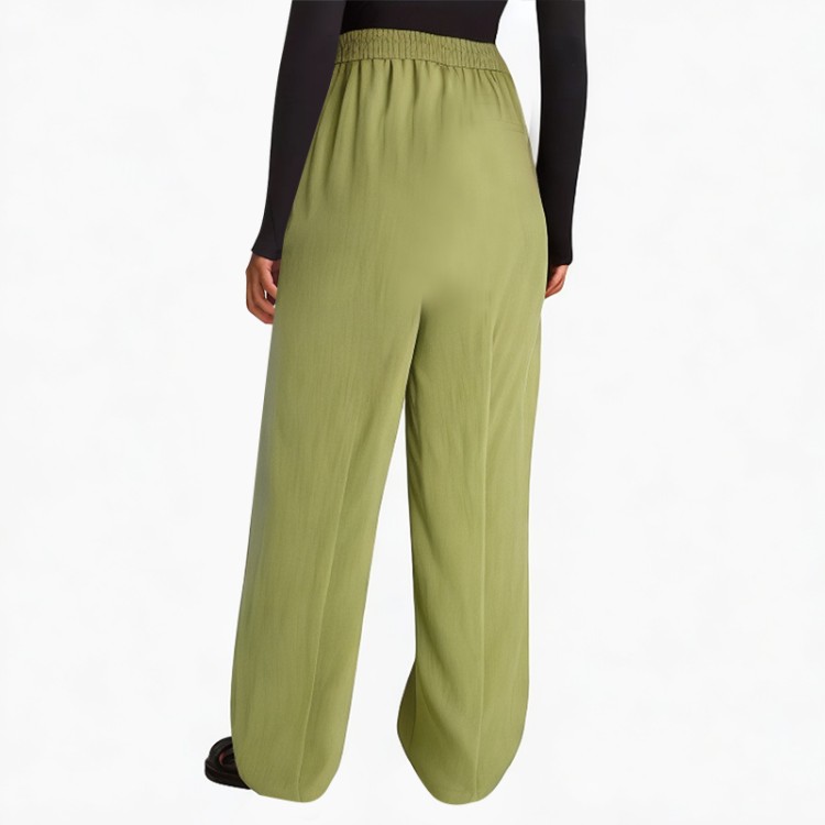 High waist retro casual straight multi-color silk trousers
