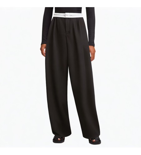 spliced ​​wide-leg street style trousers