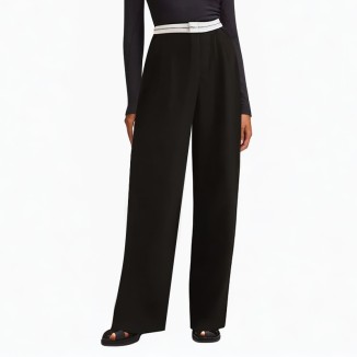 spliced ​​wide-leg street style trousers