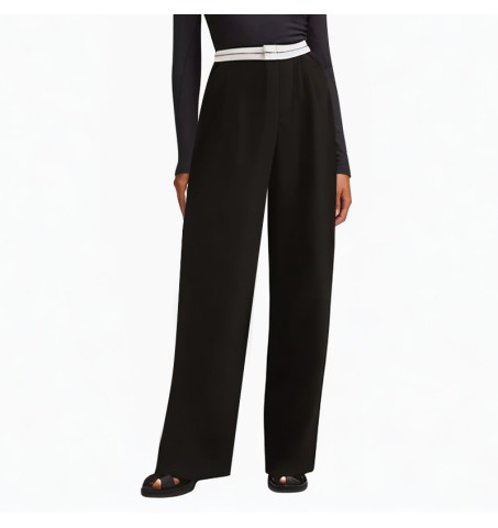 spliced ​​wide-leg street style trousers