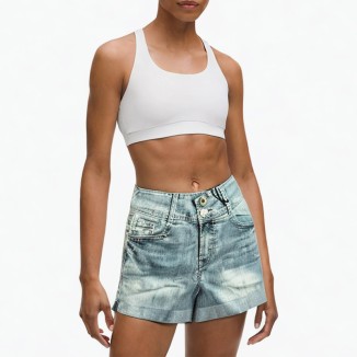 Slim a-line wide-leg pants denim shorts