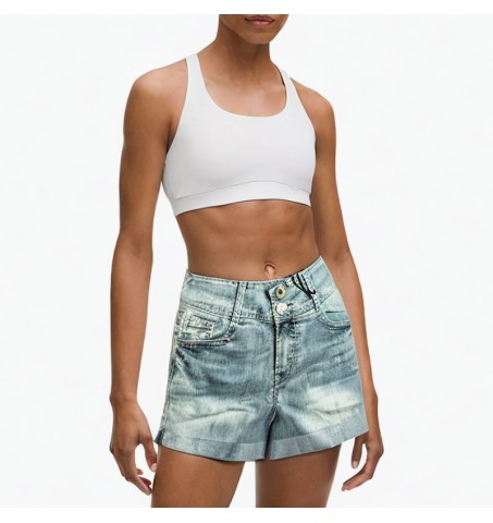 Slim a-line wide-leg pants denim shorts