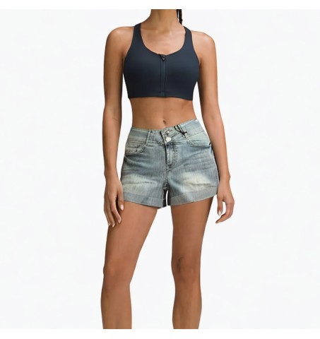 Slim a-line wide-leg pants denim shorts