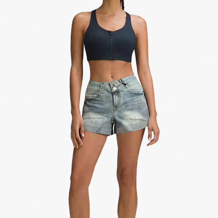 Slim a-line wide-leg pants denim shorts