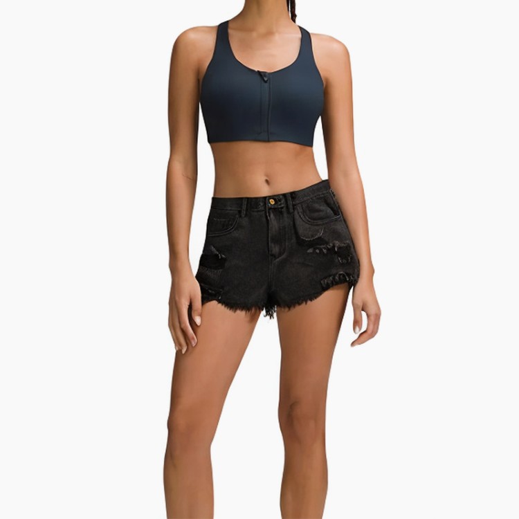 Beard fringe denim high waist pants shorts