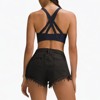 Beard fringe denim high waist pants shorts