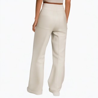 Ivory plain color trousers casual